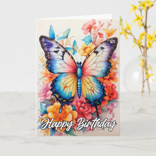 Happy Birthday Vibrant Artistic Butterfly Card