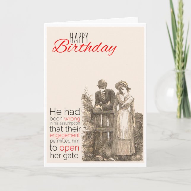 Happy Birthday, Victorian Humour, Innuendo Engaged Card (Front)