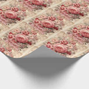 Happy Birthday Victorian Roses Illustration Wrapping Paper