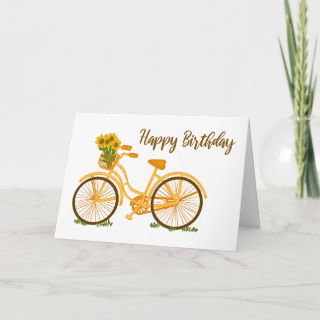 Happy Birthday Vintage Bicycle Card (Front)