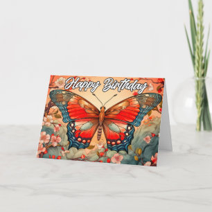 Happy Birthday Vintage Butterfly Design Card