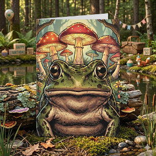 Happy Birthday Vintage Cottagecore Frog Card