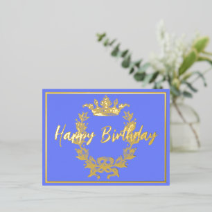 Happy Birthday Vintage Crown Foil Invitation Postcard