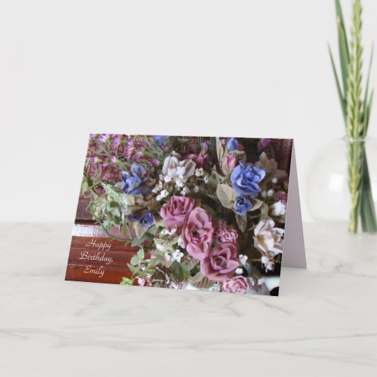happy birthday vintage flowers personalized card zazzle com