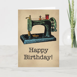 Happy Birthday Vintage Sewing Machine Card