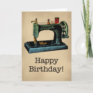Happy Birthday Vintage Sewing Machine Card