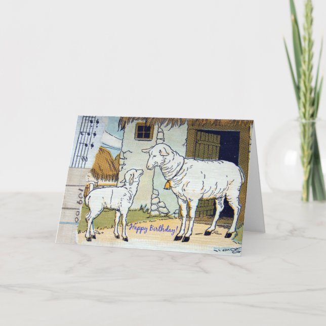 Happy Birthday Vintage Sheep Collage Card (Front)