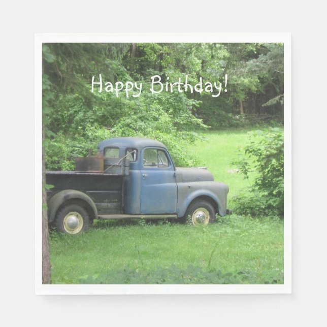 Happy Birthday Vintage Truck Napkins (Front)