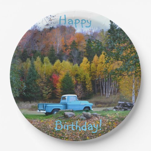 Happy Birthday Vintage Truck Paper Plates