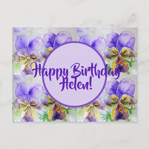 Happy Birthday Viola floral ladies Name Postcard