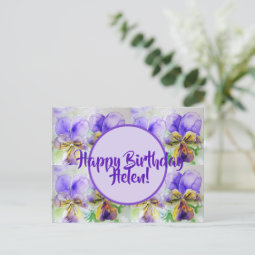 Happy Birthday Viola floral ladies Name Postcard | Zazzle