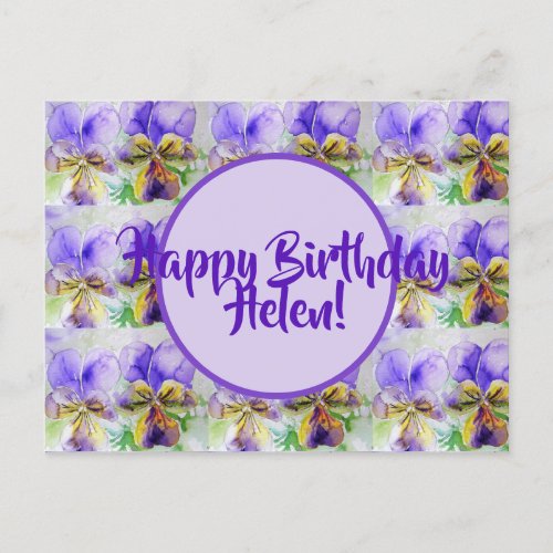 Happy Birthday Viola floral ladies Name Postcard