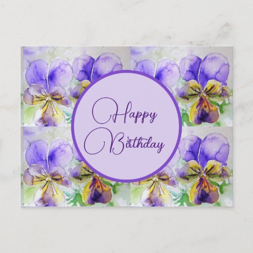 Happy Birthday Viola floral ladies Postcard