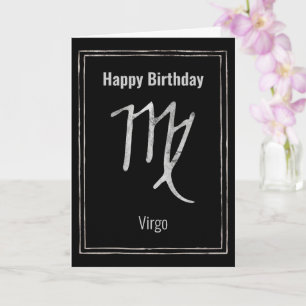Happy Birthday Virgo zodiac astrology silver Card