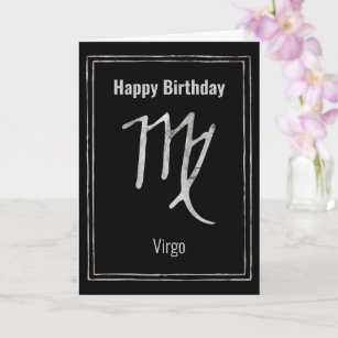 Happy Birthday Virgo zodiac astrology silver  Card