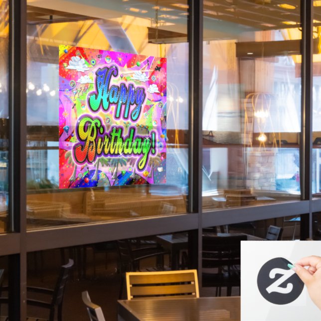 Happy Birthday Vista Express Window Cling (Restaurant Window)