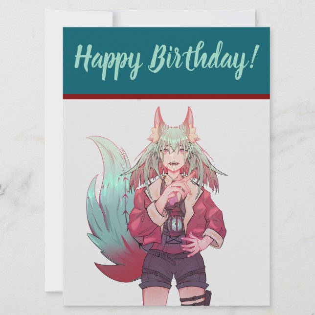 Happy Birthday, VTuber, anime  Holiday Card (Front)