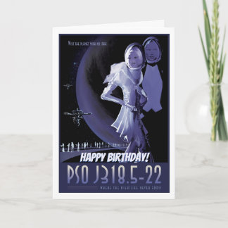 Happy Birthday! Wandering Planet space advert Card