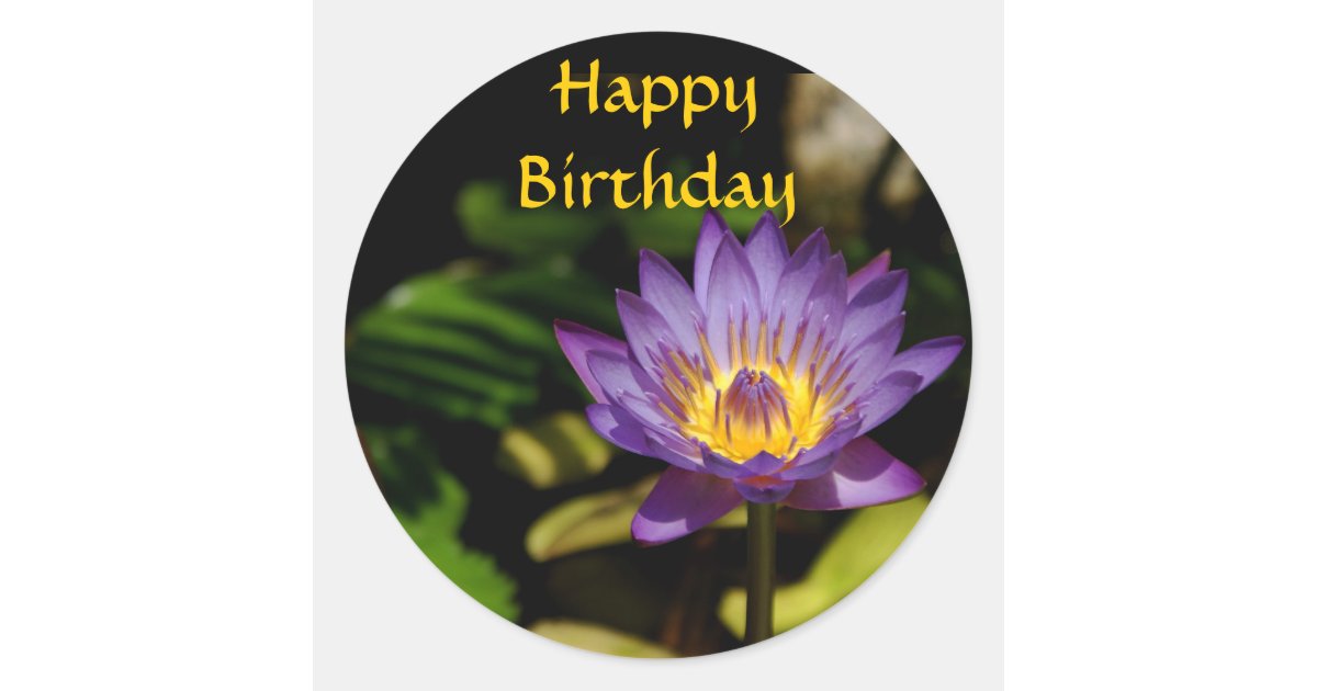 Happy Birthday, Water Lily Classic Round Sticker | Zazzle