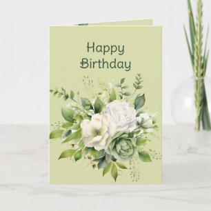 Happy Birthday Watercolor Beautiful Flowers Card