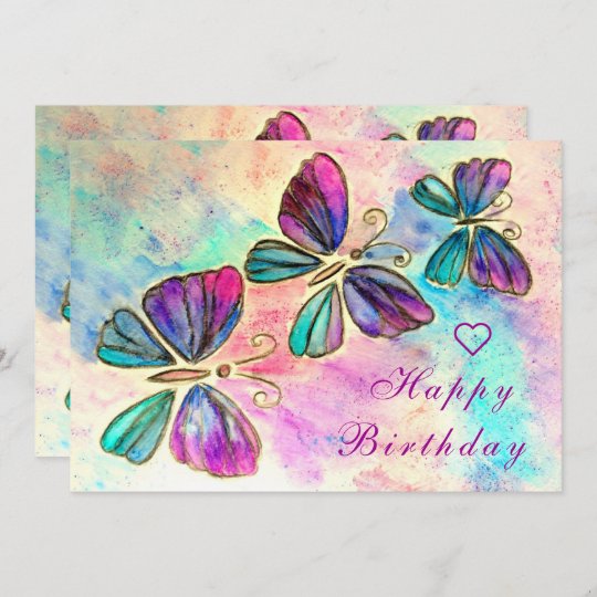 Happy Birthday - Watercolor Colorful Butterflies | Zazzle.com