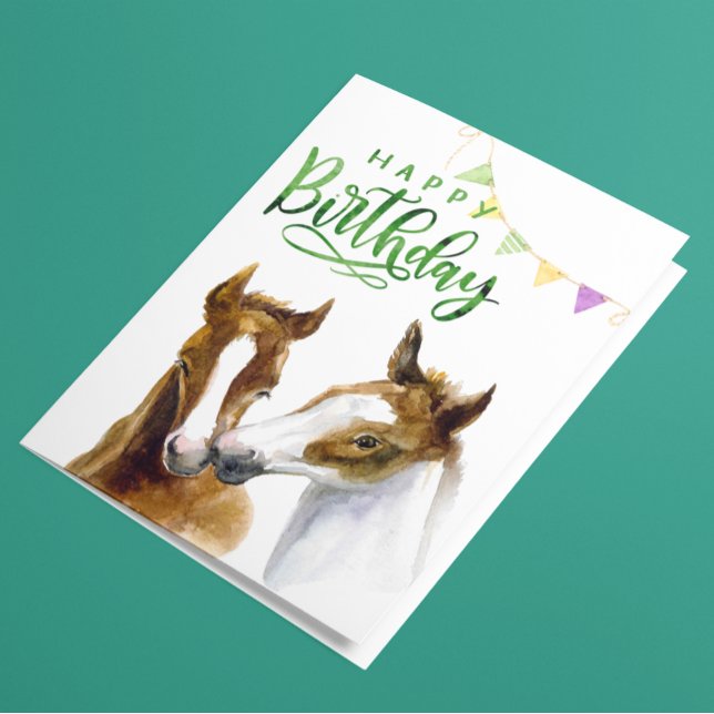 Happy Birthday Watercolor Colt Horse  Card (Creator Uploaded)