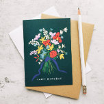 Happy Birthday Watercolor Floral Bouquet Card at Zazzle