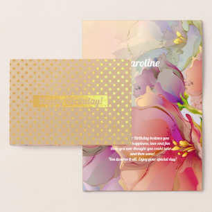 Happy Birthday. Watercolor Floral Luxury Foil Card