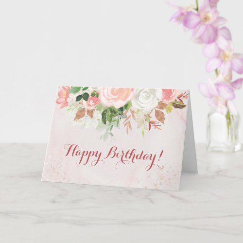 Happy Birthday Watercolor Floral Rose