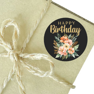Happy Birthday Watercolor Flowers Sticker