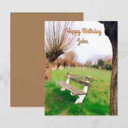 Happy Birthday Watercolor Garden Bench For Him