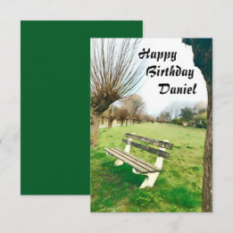 Happy Birthday Watercolor Garden Bench For Him