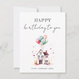 Happy Birthday Watercolor House Realty Postcard