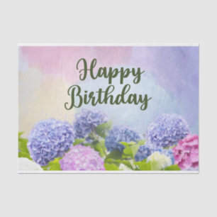 Happy Birthday Watercolor Hydrangea Flowers  Tissue Paper