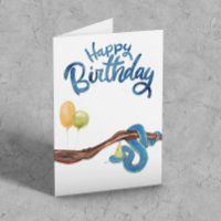 Happy Birthday Watercolor Snake Reptile