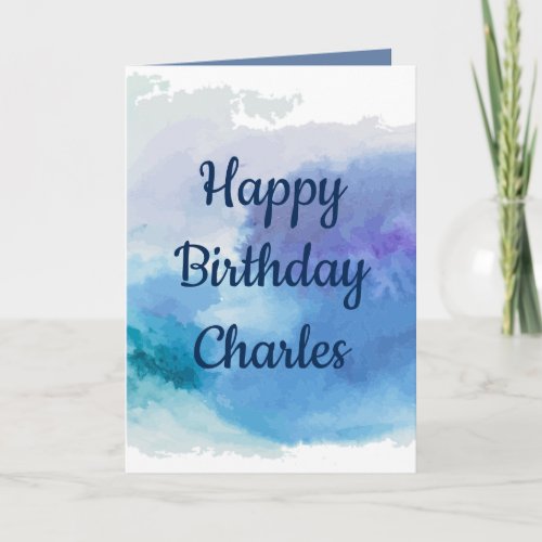 Happy birthday Watercolor theme for him Holiday Card