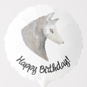 Happy Birthday Watercolor Wolf Balloon