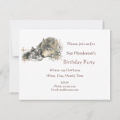 Happy Birthday Watercolor Wolf & Cub Animals Invitation (Back)