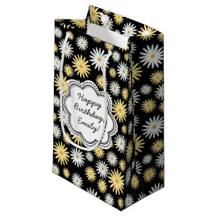 Happy Birthday Watercolour April Daisy Pattern Small Gift Bag