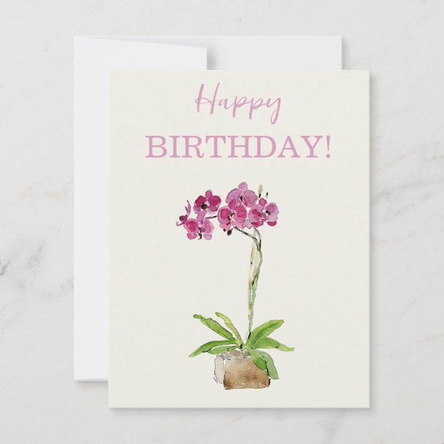 Happy Birthday Watercolour Moth Orchard (Front)