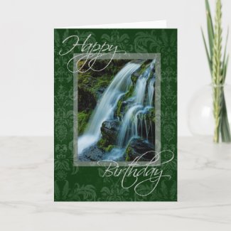 Happy Birthday Waterfall Scene Card