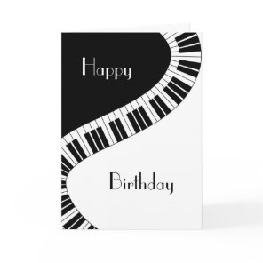 Happy Birthday - Wavy Curved Piano Keys Card