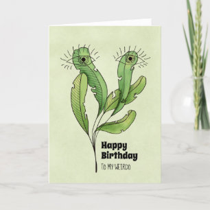 Happy Birthday weirdo botanical Letterpress Thank You Card