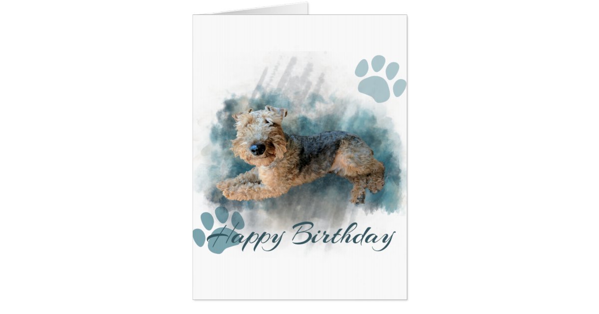 Happy birthday welsh terrier dog on blue card zazzle