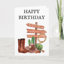 Happy Birthday Western Cowboy Boots Card