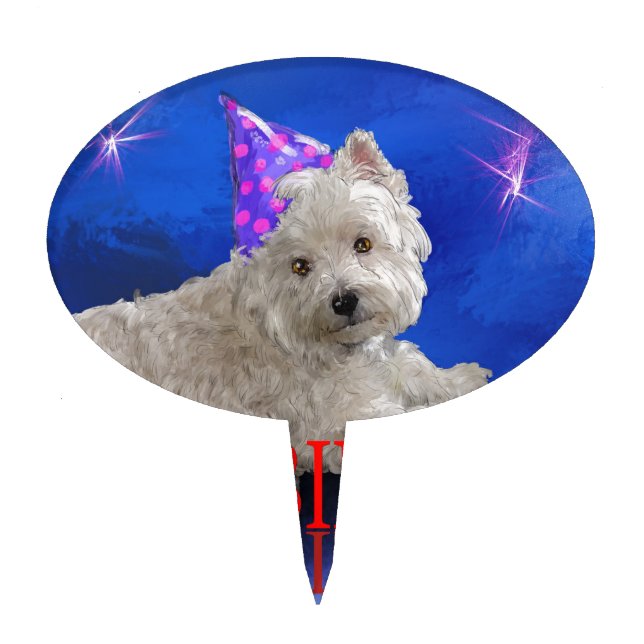 Happy Birthday Westie Cake Topper (Front)
