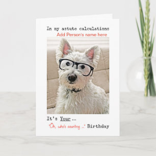 Happy Birthday, Westie With Glasses, Personalize Card