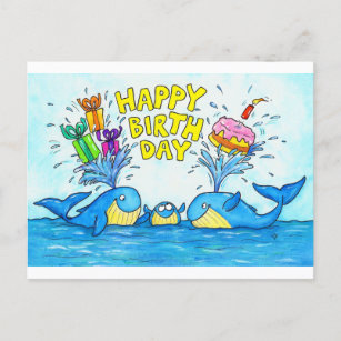 Happy Birthday Whales  Postcard