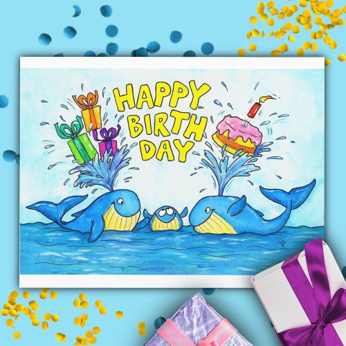 Happy Birthday Whales  Postcard