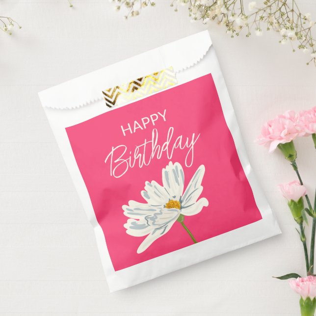 Happy Birthday While Summer Artistic Flower  Favor Bag (Sealed)